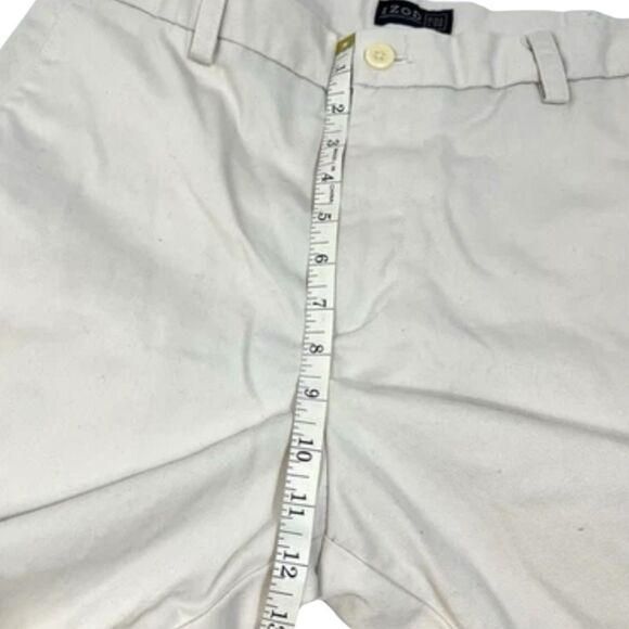 Y2K IZOD 34x32 Beige Chino Pants Flat Front Cotton Classic Straight Fit - Picture 8 of 9